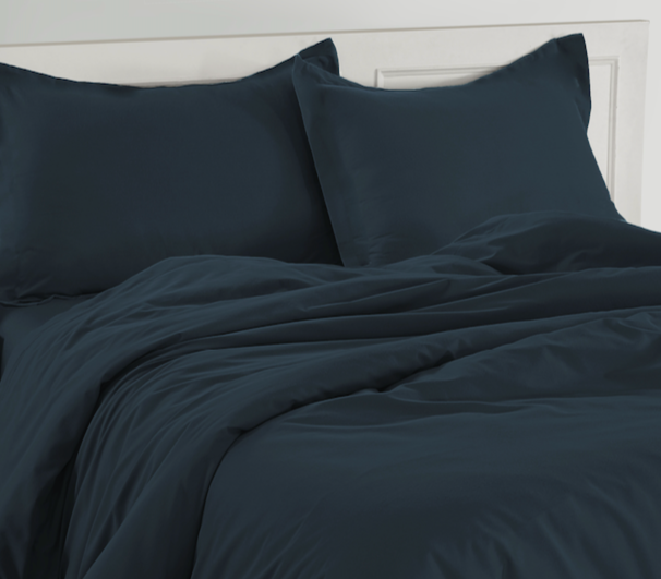 100% Organic Washed Cotton Quilt Cover Set - Navy